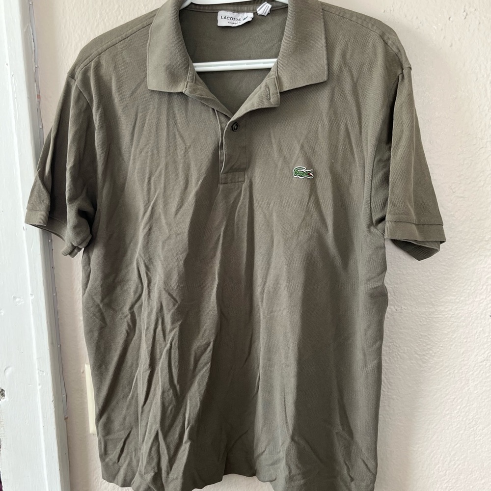 Lacoste Men's Olive Green Cotton Pique Polo
